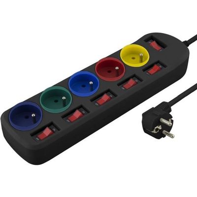 Rallonge Multiprise 5 Prises De Terre Interrupteurs Individuels On Off Economie D Energie 1 5 Metre Noir Achat Vente Multiprise Rallonge Multiprise 5 Prise Cdiscount