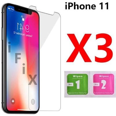 Film Protection Ecran Vitre Verre Trempé iPhone 11 - Pack X3