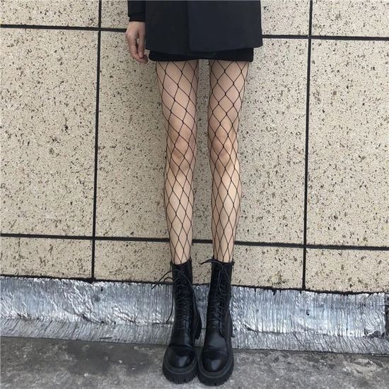 Bas résille taille haute évidés pour femmes,collants longs sexy ...