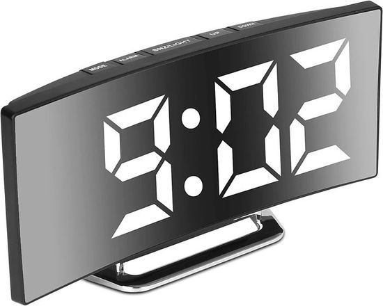 Réveil Numérique, Grand écran Miroir LED, 2 Ports De Charge USB, Mode Gradation Automatique, Horloge Au Design Moderne Pour Chambre à Coucher, Bureau, Blanc