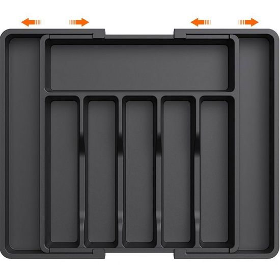 Organisateur Tiroir Cuisine En Acacia - Extensible 38 à 71 Cm, 10 Compartiments, Pour Couverts Et Ustensiles