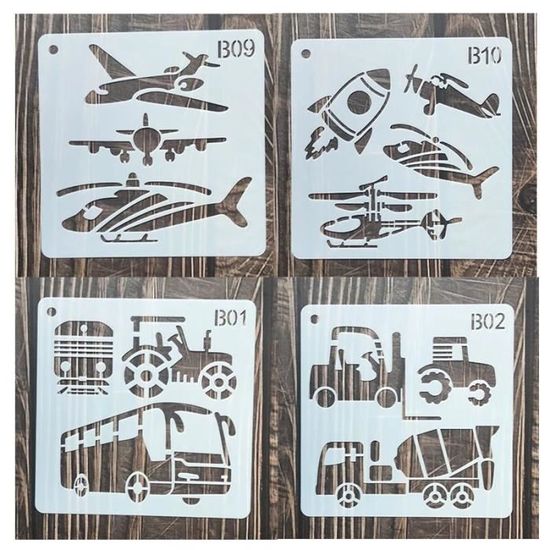 12 Pochoirs De Noël Réutilisables – 13x13 Cm – Modèles Sapin, Bonhomme De Neige, Etc. – Pour Peinture Et DIY - 1