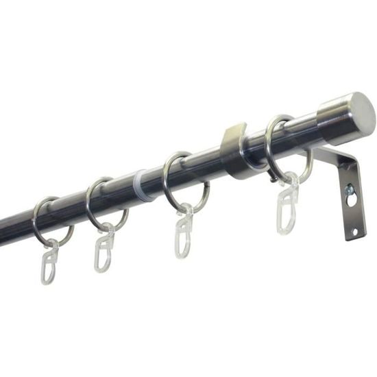 GARDINIA Elba Kit complet de tringle à rideaux avec matériel de fixation, longueur 120-210 cm, métal gris pierre