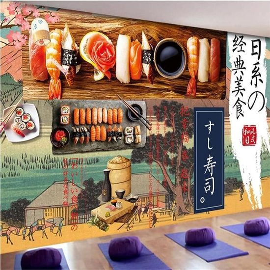 3D japonais décoration murale cuisine japonaise sushi restaurant fond  d'écran * 200cmx140cm (78.7x55.1inch) : : Bricolage