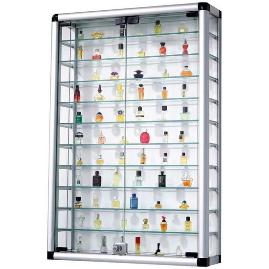 PureDay Vitrine pour collection en aluminium et verre avec fermeture à