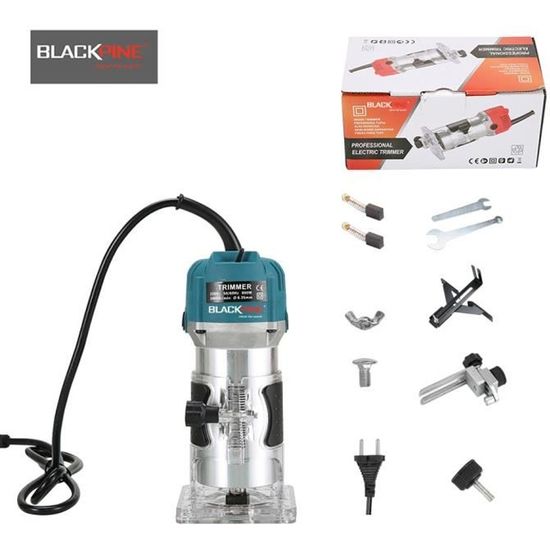 BLACKPINE - Affleureuse Défonceuse Électrique à Bois 220V 800W Trimmer Router, 30000r/min, Diamètre 6.35mm 