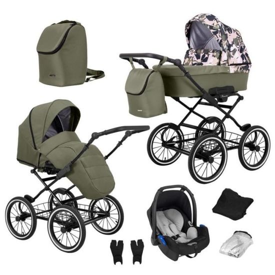 Poussette r tro Romantic Black par ChillyKids Green Flowers ROM 02