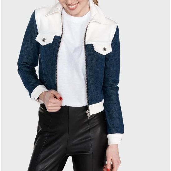 Veste Levis en jeans Bicolore bleu et blanc pour femmes. 67531