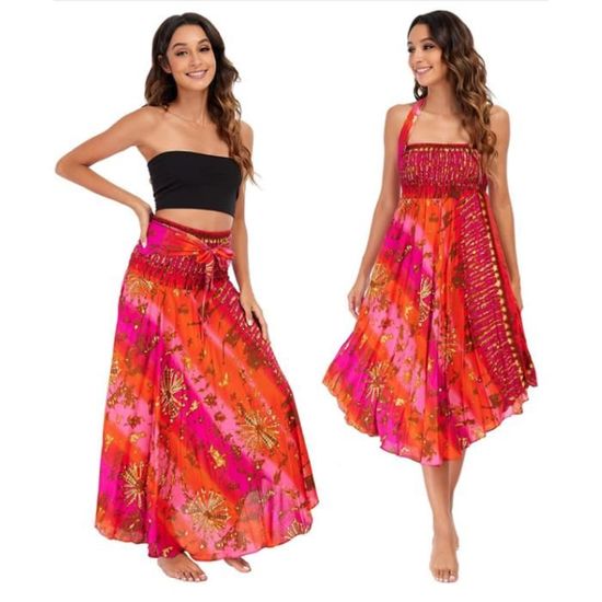 Cache-maillot Kimono Plage Femme - Tuniche Longue Fluide été Col V | Pareo Robe Plage Grande Taille Bohème - 3
