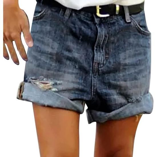 Short Jean Femme Taille Basse - Noir Extensible Et Sexy - Taille L