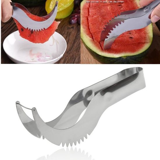 Coupe-pastèque Et Melon En Inox - Tranche Fruits En Cubes, Poignée Confort, Facile à Laver