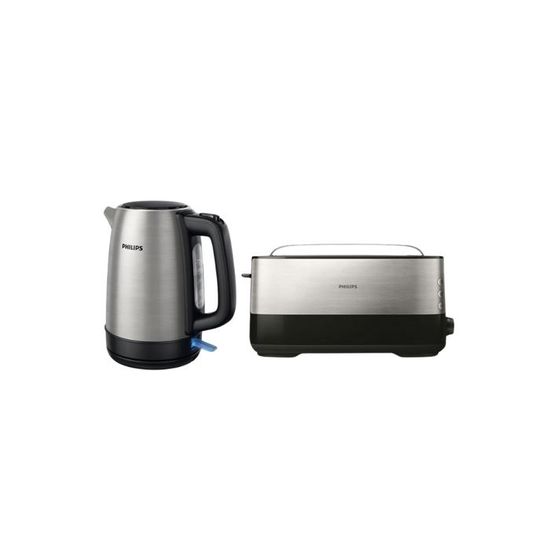 Ensemble Bouilloire 1,7L 3000W Et Grille-pain 2 Tranches VonShef - Noir - Neuf
