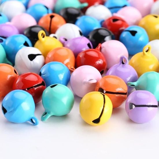 Furuising 100 Pièces Grelots Clochettes Colorées, 14mm Petites Clochette Grelot, Grelot Noel En Métal, Clochettes Ornements, Jingle Bells Pour Bricolage Fabrication De Bijoux Décoration De Fête