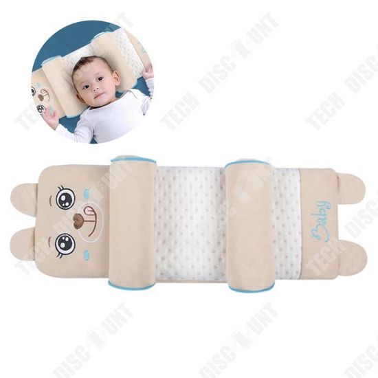 TD® Oreiller bébé coloré coton dessin animé mignon bébé anti-biais appui-tête élargi creux coton sarrasin remplissage sieste