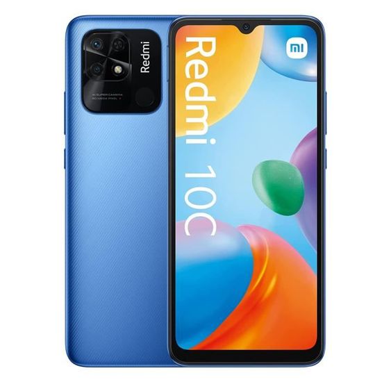 Xiaomi Redmi 10C Smartphone 4Go 64Go Bleu 6,71" 18W 5000mAh Snapdragon 680 Double SIM Caméra Rsolution 50MP