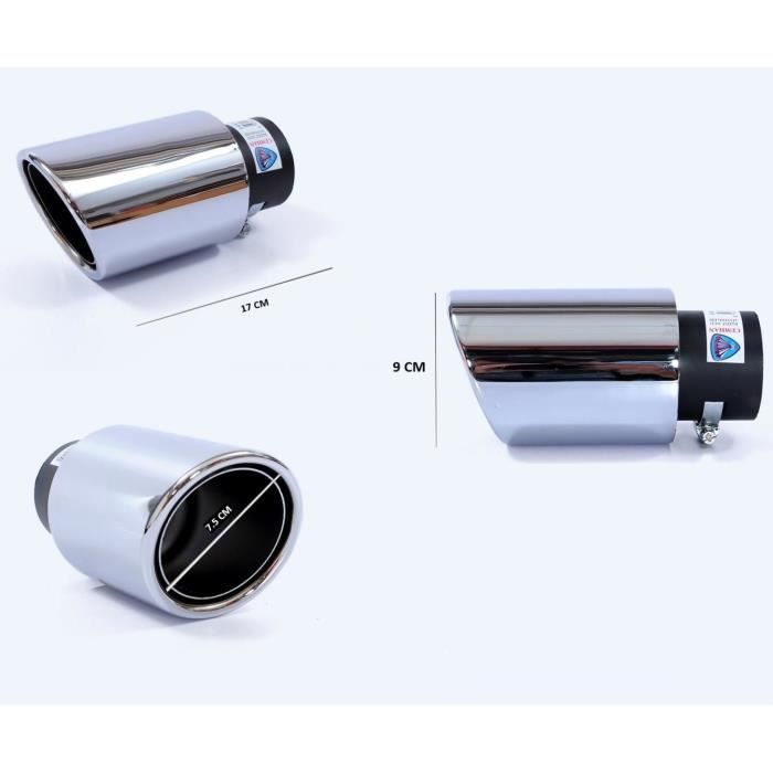 Embout Tuyau Pot D'Echappement Chrome Installation Universelle 17cm x 9cm Pour Auto Voiture