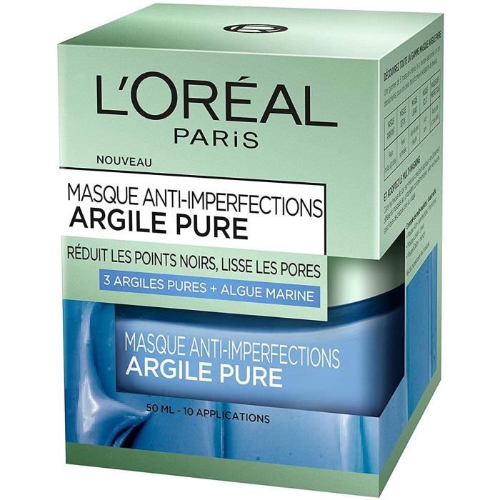 L’Oréal Paris – Masque anti-imperfections pour le visage – Argile pure – Anti-imperfections – 50 ml