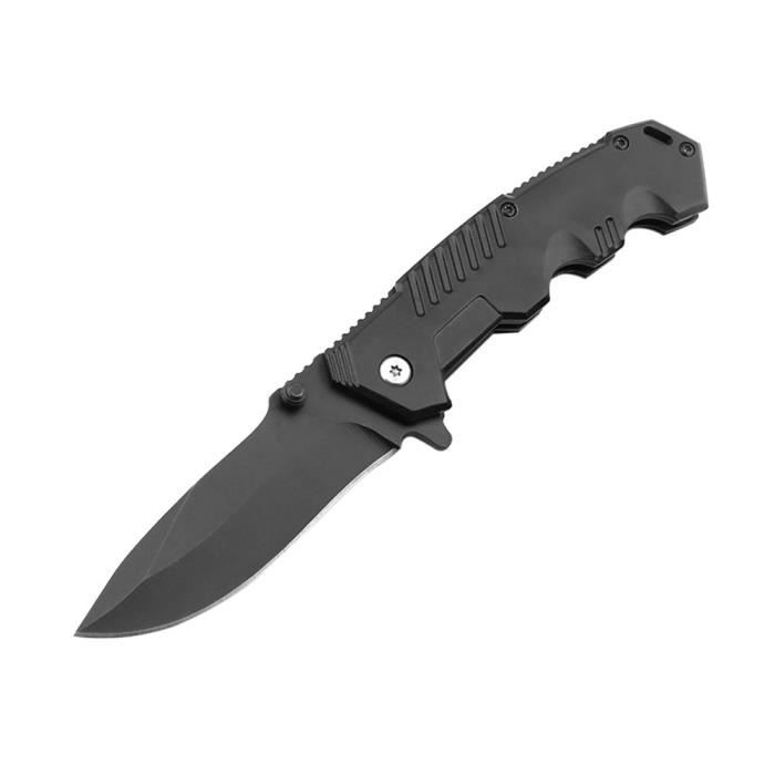 Noir - couteau de survie multifonction, couteau pliant d'autodéfense, grand