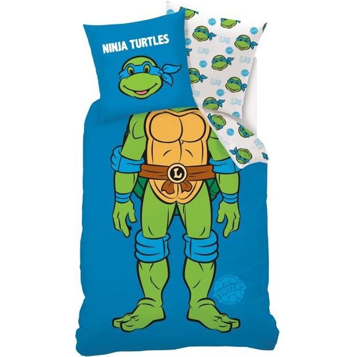 Tortues Ninja Parure de lit 1 housse de couette 140x200 cm + 1 taie d'oreiller 63x63 cm
