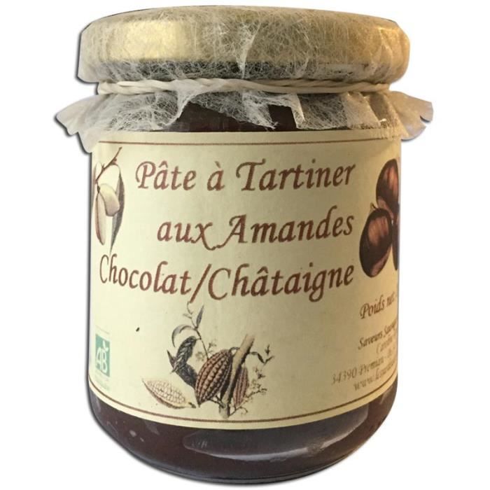 Pâte à tartiner Bio amandes chocolat châtaigne 210g Les Jardins du Salvet