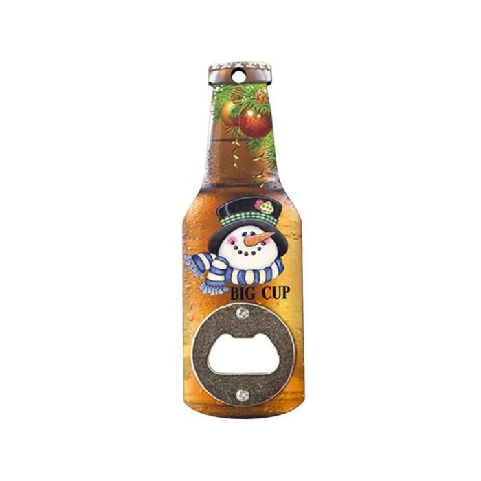 1 PC ouvre-bouteille en bois impression de noël bonhomme de neige ouvre-bière réfrigérateur CORKSCREW - CAPSULEER - LIMONADIER