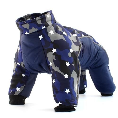 Manteau Blouson,Manteau d'hiver pour chien manteaux vêtements chauds petit chiot vêtements pour bouledogue français - Type Bleu-S