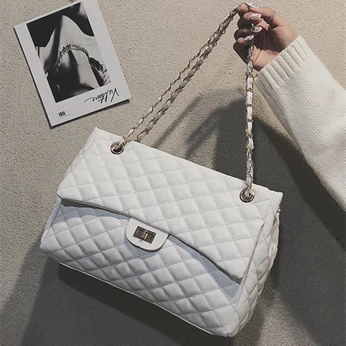 Luxe grand sac femme 2018 nouveau Pu cuir sauvage fourre tout sac à bandoulière rhombique Simple sac de messager qualité*BU7775