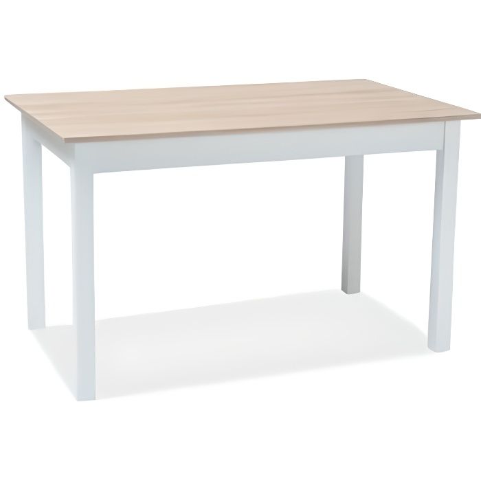 HOLACY - Table moderne extensible pour le salon - 100x60x75 cm - Plateau en panneau mélaminé - Piètement en bois MDF - Blanc
