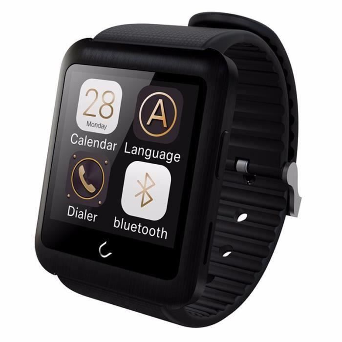 Bluetooth Montre Intelligente Téléphone Sim Card Monitor Bracelet Appareils portables Smartwatch Digital Montre Battery Case - Noir