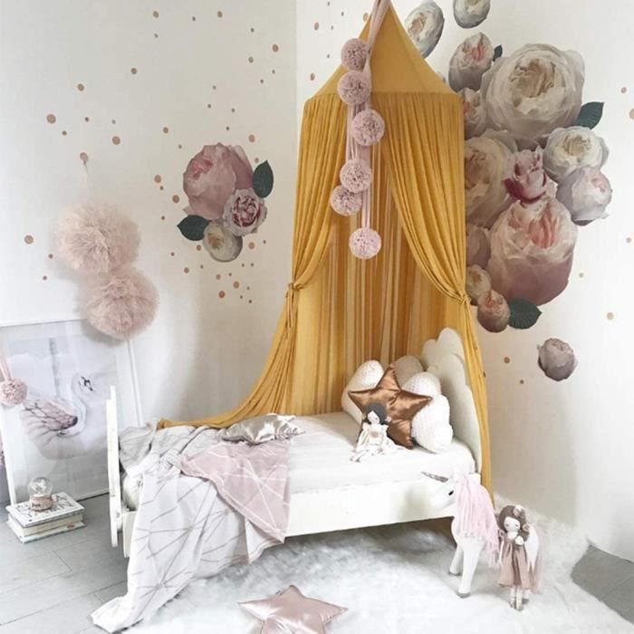 Ciel de lit pour bébé en mousseline de soie Rose 288