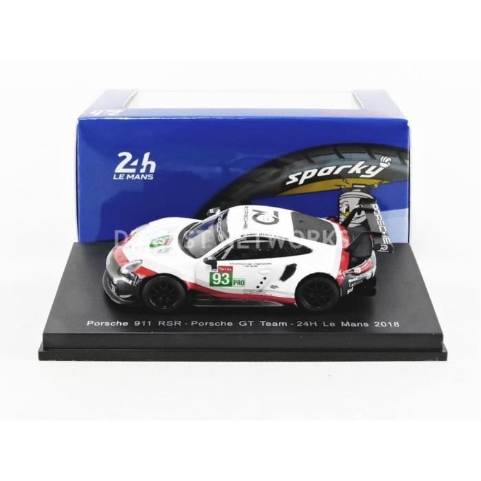 Voiture Miniature de Collection - SPARKY 1/64 - PORSCHE 911 RSR - Le Mans 2018 - Black / White / Red - Y123