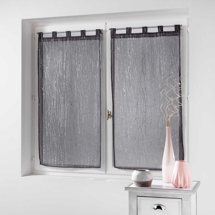 CDaffaires Paire droite passants 2 x 45 x 120 cm voile sable applique filiane Anthracite