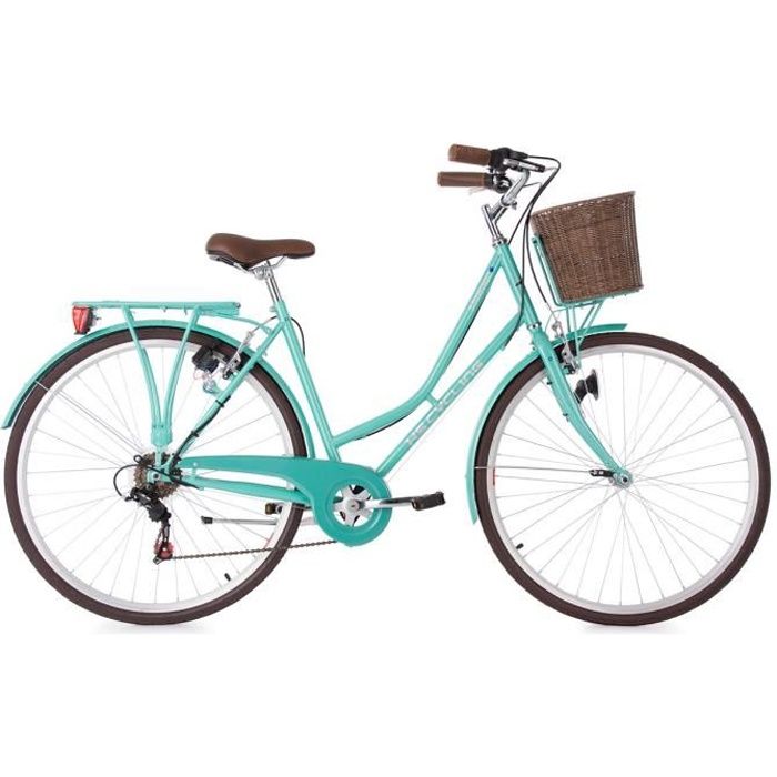 KS CYCLING Vélo de ville avec panier Stowage - 28'' - 6 vitesses - Femme - Vert