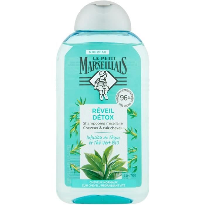 LOT DE 5 - LE PETIT MARSEILLAIS Réveil Détox Shampooing micellaire au thym et thé vert Bio 250ml