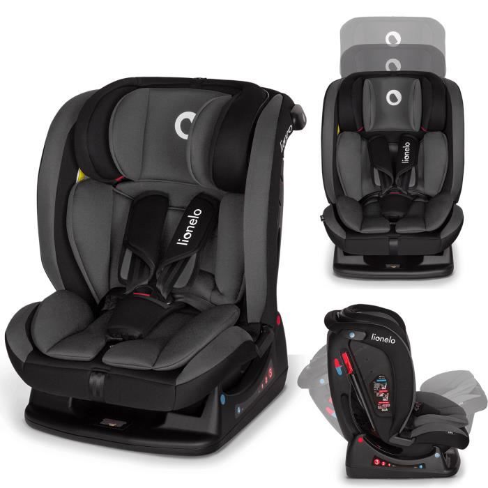 LIONELO Aart siège auto bébé de 0 à 36 kg, groupe 0/1/2/3, ceintures de sécurité à 5 points, option dos à la route, Gris