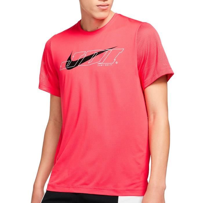 T-Shirt De Running Rouge Homme Nike Top SS SC