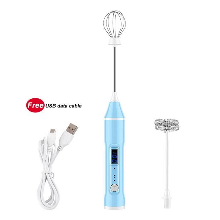 1 Set USB de charge électrique Fouet Accueil Mixer Portable Egg Blender Cuisine Mini-Fouet (Bleu)