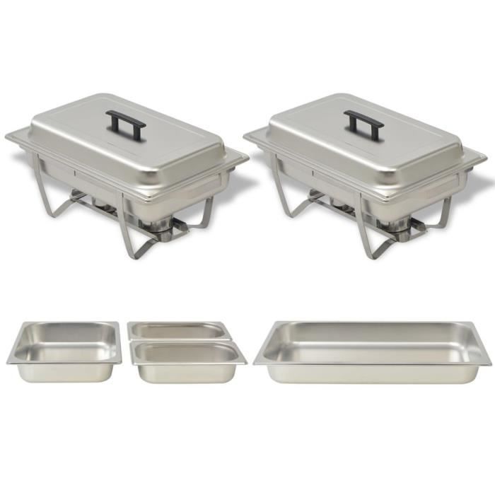 Ensemble de chauffe-plats 2 pcs Acier inoxydable