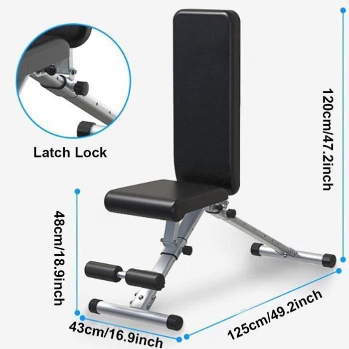 Banc réglable,Banc de Musculation pour l'entraînement Complet du Corps-Banc inclinable Pliable Polyvalent Max 300KG