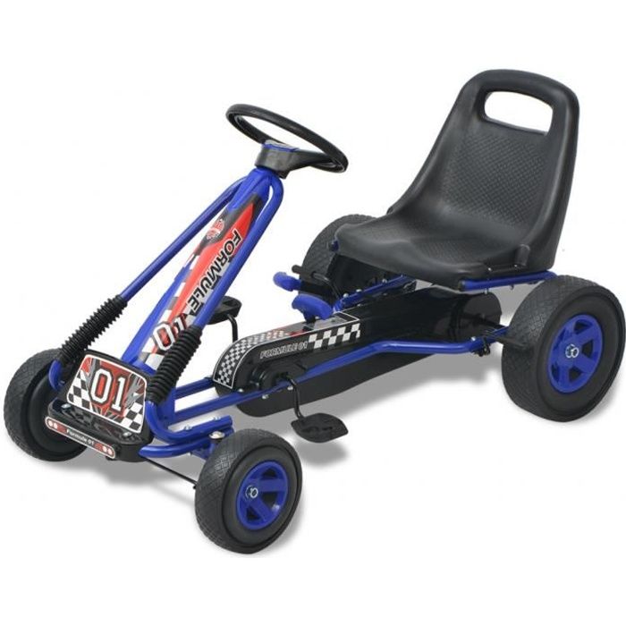 vidaXL Kart à pédale avec siège ajustable Bleu