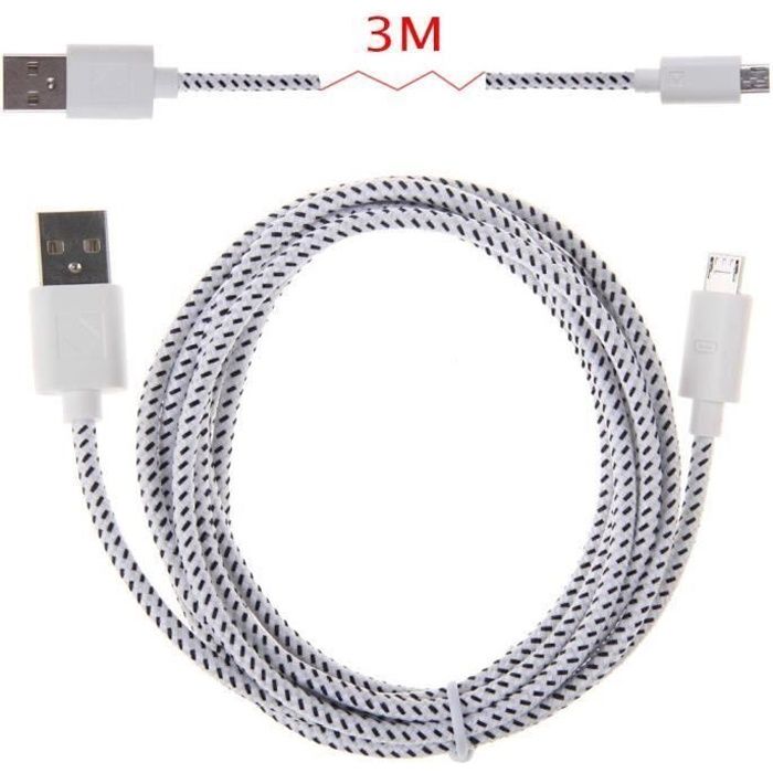 Câble micro USB 3 mètres