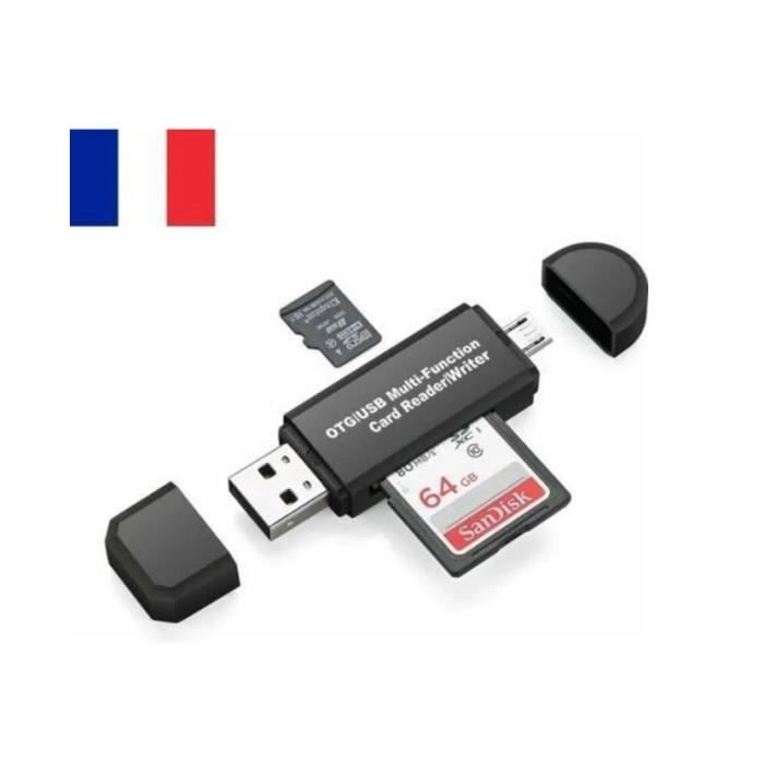 2Pcs Yolistar Lecteur de Carte Mémoire - SD/Micro SD Lecteur de Carte et Micro USB OTG à USB 2.0 Adaptateur Noir