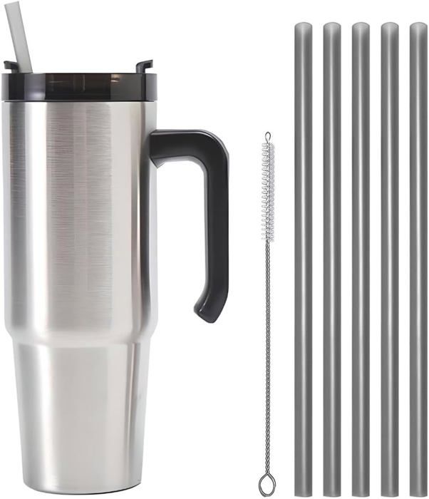 Gobelet Isotherme Lotus 1,2L Avec Poignée - Acier Inoxydable, Couvercle Et Paille - Garde Chaud 8h, Froid 4h