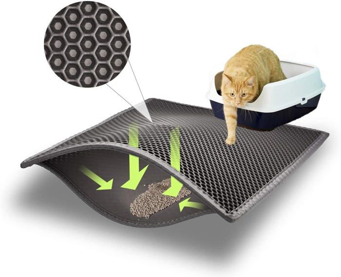 Comparer les prix de Tapis de litière pour chat, sous-couche de litière pour chat, tapis design en nid d'abeille, double couche imperméable, 30x45 cm