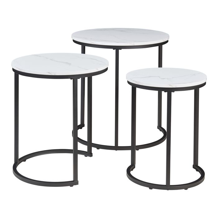 Lot de 2 tables basses - 2 tailles - aspect marbre - blanc-noir Lot de 2 tables basses - 2 tailles - aspect marbre - blanc-noir