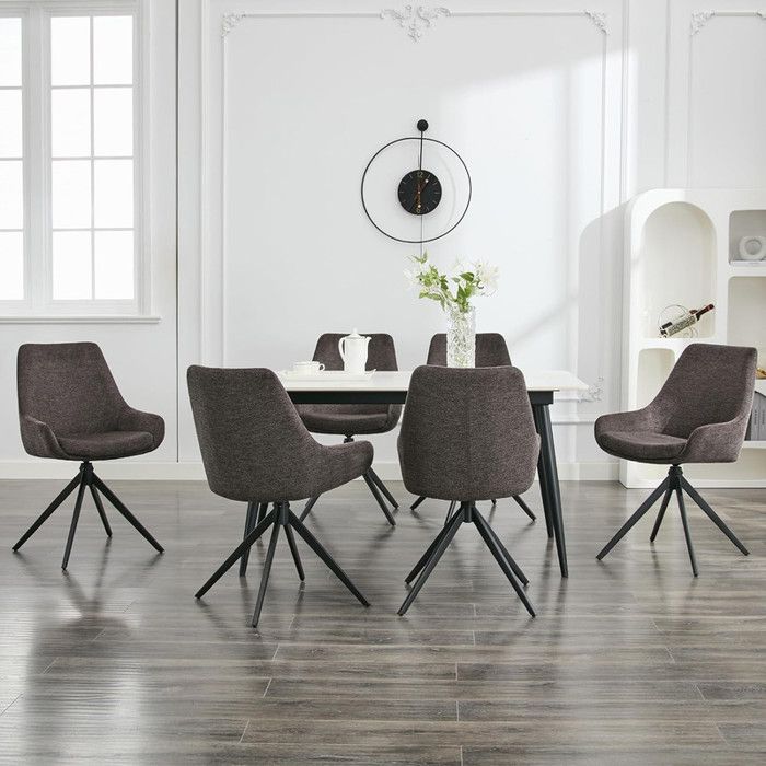 DYHOME Lot de 6 Chaises de Salle à Manger Chaise Pivotante Sans Accoudoir Ensemble de Chaises en Métal Noir