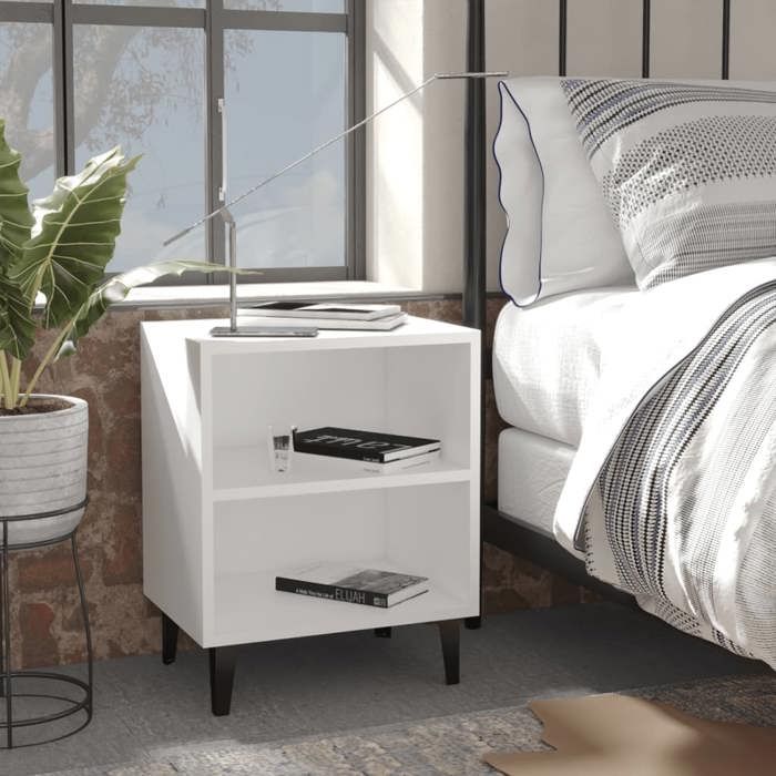 Meilleures Tables de chevet - avec pieds en métal Ensemble de 2 - Chevets de lit - blanc 40x30x50 cm @424