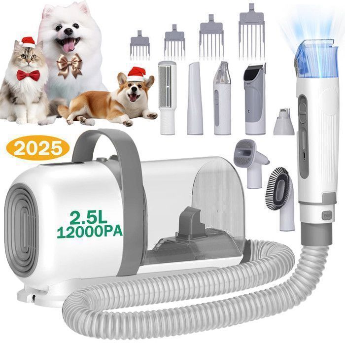 Comparer les prix de Aspirateur pour Chien/Chat 12 000Pa 7 en 1 Tondeuse pour Chien/ChatBac à Poussière de 25 L
