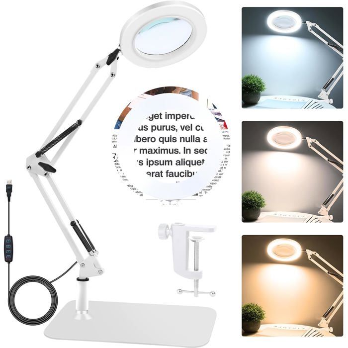 NZQXJXZ 5X Grande Loupe de Lecture avec Lumière, Rechargeable Lampe Loupe Mains Libres avec Col de Cygne Flexible, 25,7x18,7cm Lentille Ultra Claire, Parfaite pour la Lecture, Réparations, Couture NZQXJXZ 5X Grande Loupe de Lecture avec Lumière, Rechargeable Lampe Loupe Mains Libres avec Col de Cygne Flexible, 25,7x18,7cm Lentille Ultra Claire, Parfaite pour la Lecture, Réparations, Couture