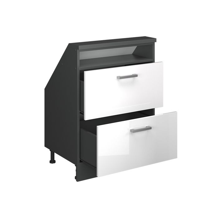 Meuble de rangement sous pente Rion avec 2 tiroirs Blanc Haute brillance Vicco 56076 Meuble de rangement sous pente Rion avec 2 tiroirs Blanc Haute brillance Vicco 56076